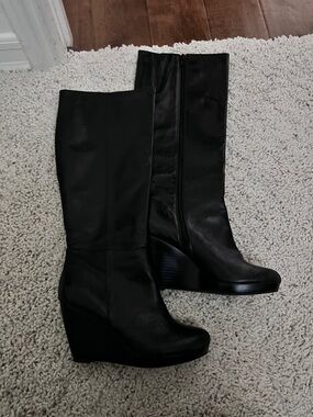 Aldo Black Over-the-Knee Wedge Boots